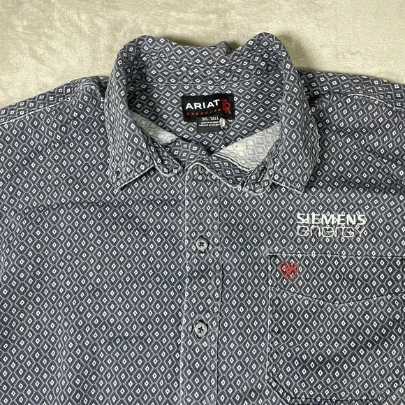 Ariat FR Button Down Shirt Khaki Tan Mens 3XL Tall Long Sleeve CAT2 Workwear - Picture 3 of 11